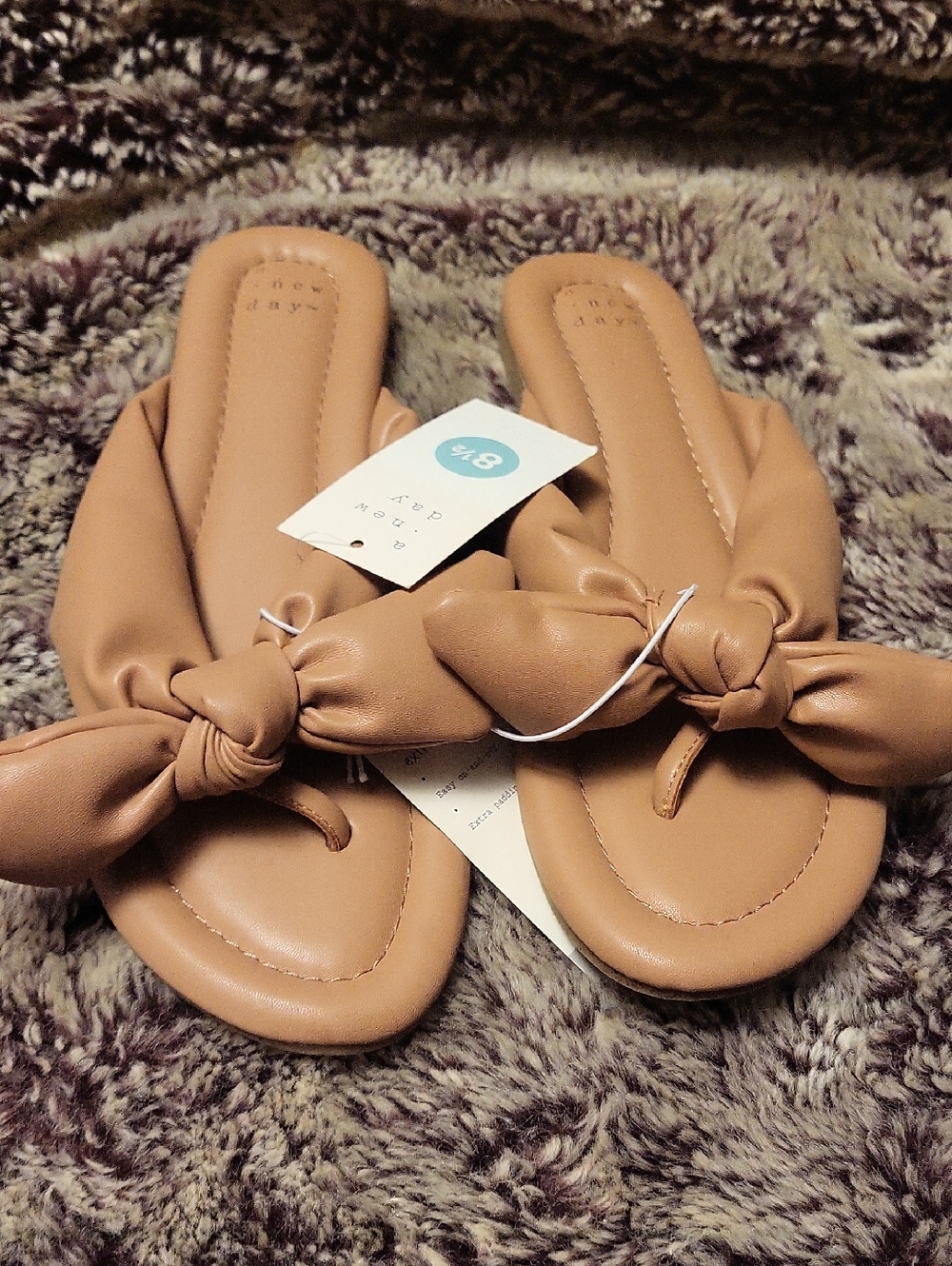 Women’s Tan Knot-Toe Slide Sandals Size 8.5